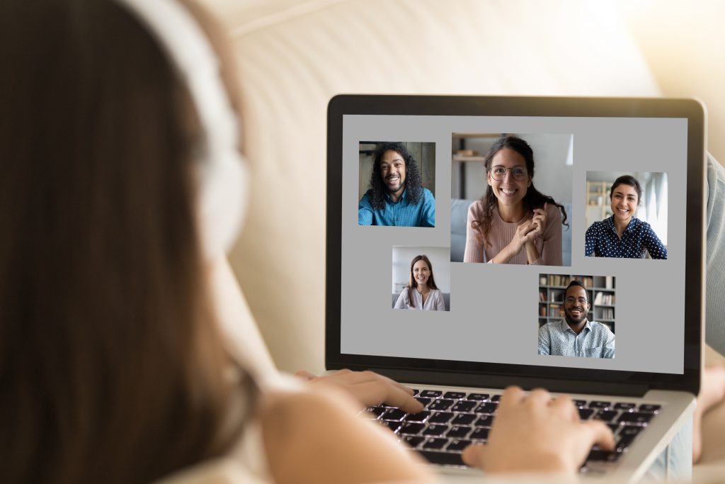 line manager holding online meeting with remote team